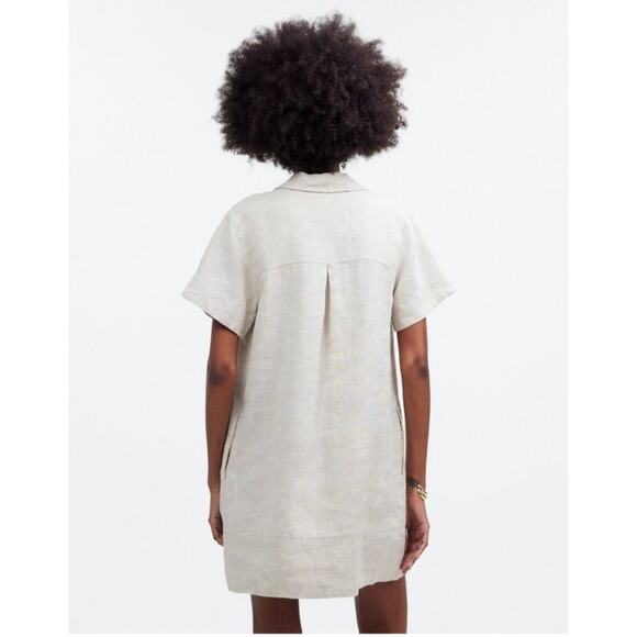 NWT Madewell V-Neck Linen Mini Dress in Natural Undyed Size XXS - Picture 3 of 15